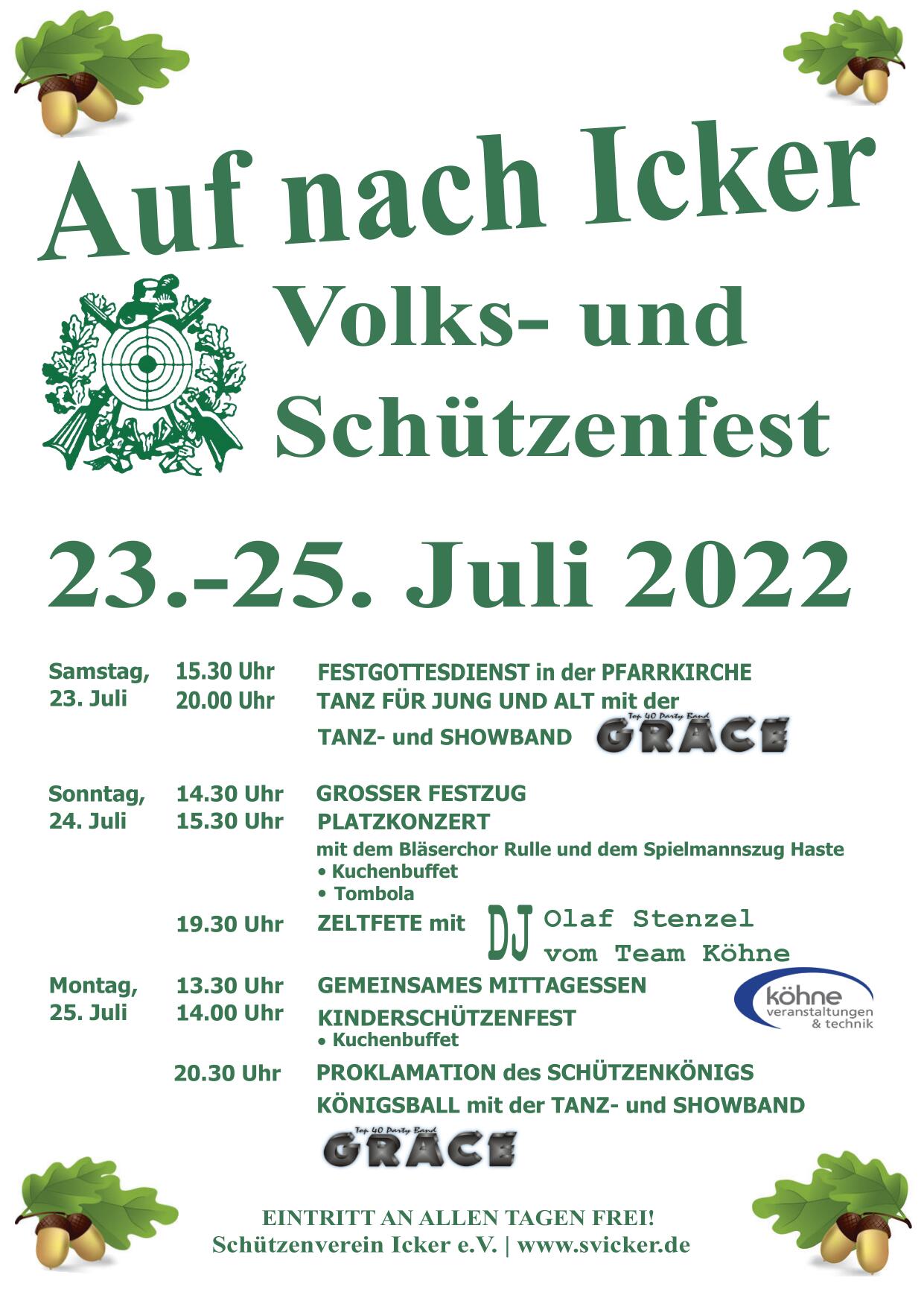68. Volks- und Schützenfest des Icker Schützenvereins vom 23. – 25. Juli 2022